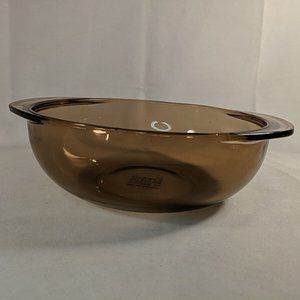 Pyrex Corning Amber Brown Glass Bowl w/ Handles E-5 Oven Microwave Safe Dish 024